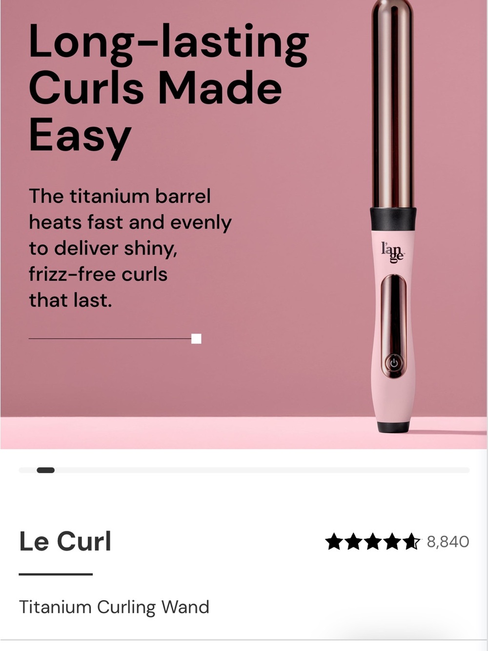 Lange Pink and Rose Gold Le Curl Titanium Curling Wand